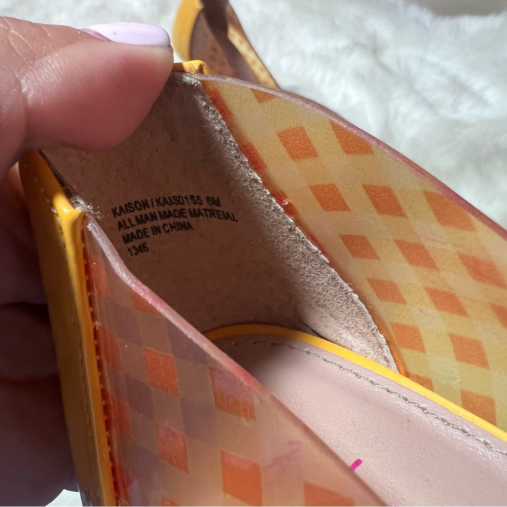 Betsey Johnson Kaison Yellow and Orange Bow Heels Size 6 - Picture 12 of 14